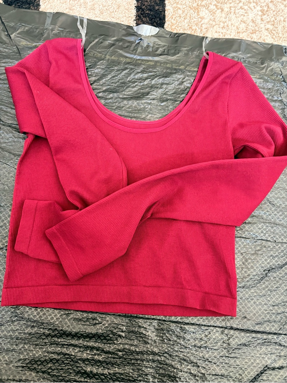 wild fable Raspberry Scoop Neck Ribbed Long Sleeve Top - Picture 2 of 3